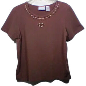 Alfred Dunner Short Sleeve Top with Beading Size: PM